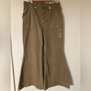 American Eagle Pants Women Beige Cotton Blend Festival Flare Stretch 16Short NWT